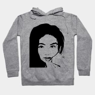 Asia  Woman digital art black portrait . Hoodie